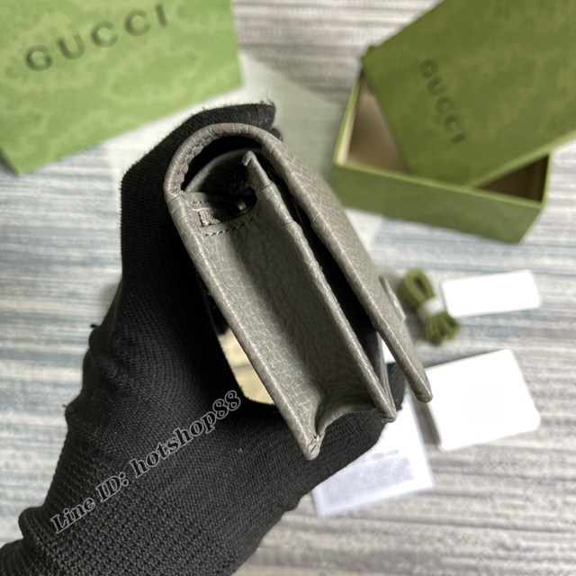 Gucci專櫃新款短夾錢包 古馳GG Marmont系列全皮卡包456126 gqy4150